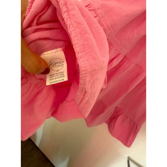 Blanco Maui Slip Mini Dress Pink Fit Flare Keyhole Babydoll Layered Sundress S - Picture 6 of 6